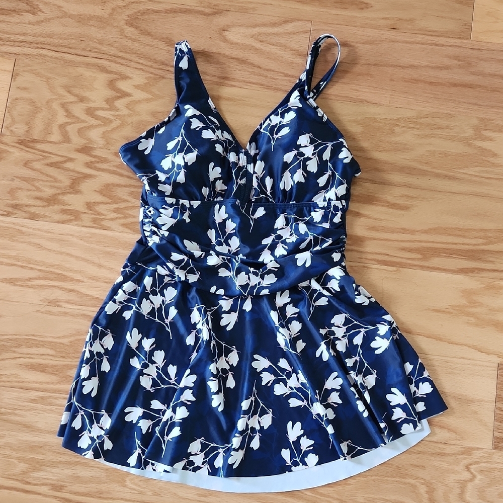 JASAMBAC Womens One Piece Swimdress With Tummy Control V Neck Bathing Suit Large - Picture 3 of 17